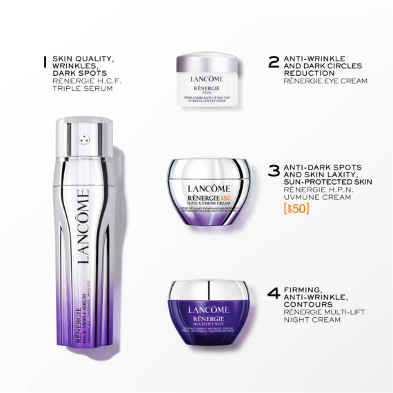 Lancome Renergie Triple Serum 50 Ml + Eye Cream 5 Ml + H.P.N. 300-Peptit 15 Ml + Multi-Lift Night 15 Ml - 3